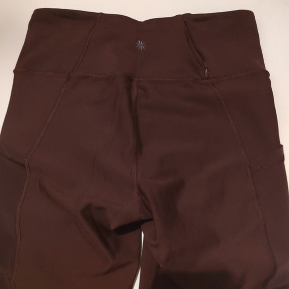 Athleta Slash Stealth 7/8 Tight Mesh Panels Leggings Burgundy Pockets Fitted S - Picture 8 of 16